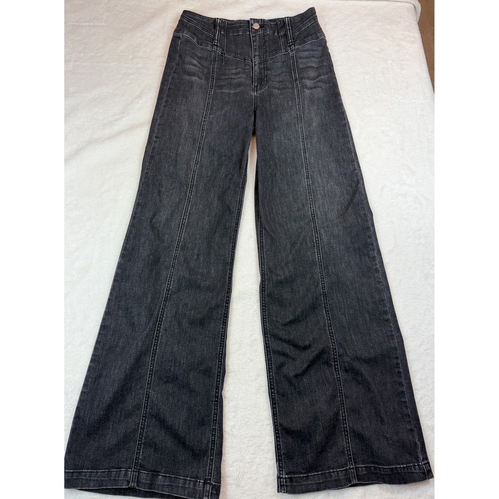 Altar'd State Washed Black Flare Jeans High Rise Seam Detail Size 26 PSPP104